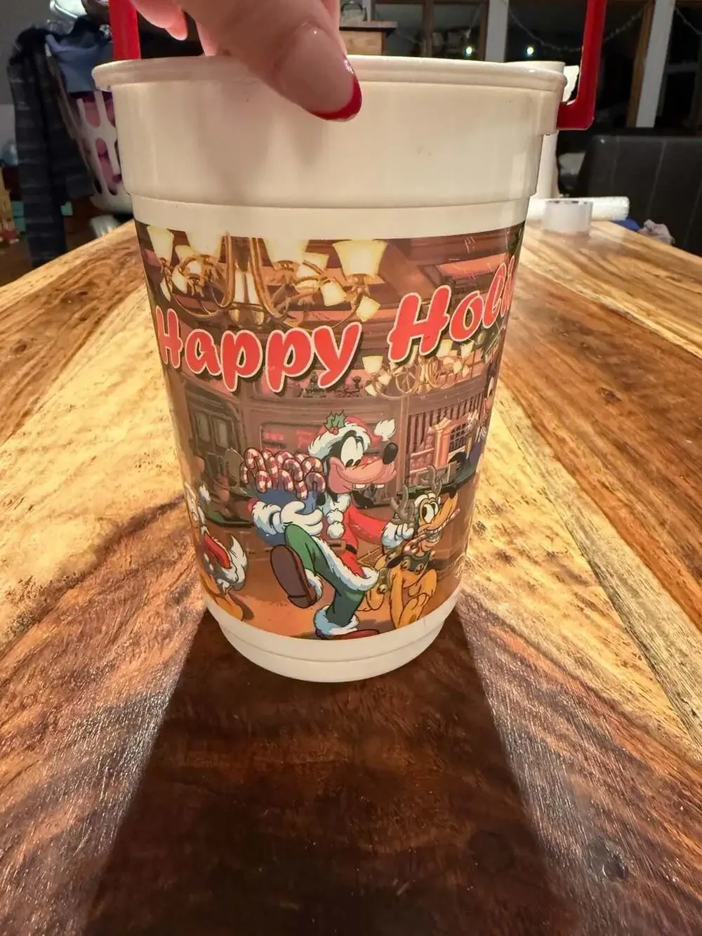 Vintage 1992-1993 Disney Parks Happy Holidays Popcorn Bucket Mickey & Friends